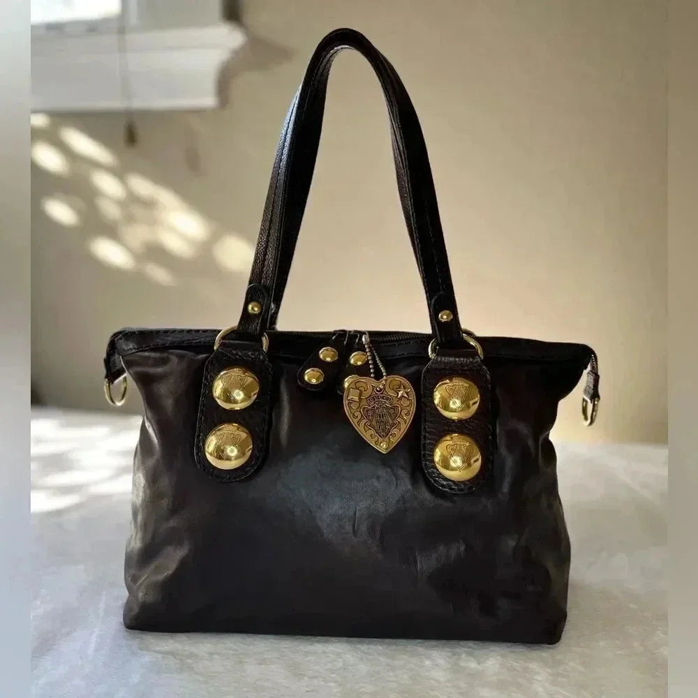 Gucci Babouska Heart GG Chocolate Brown Leather Tote Bag Gold Hardware - Picture 14 of 14